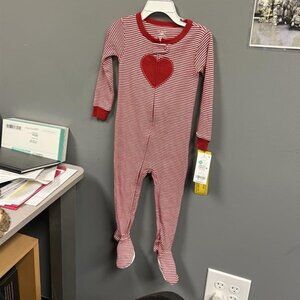 Carter's Red and white striped zippered footed pajamas size 24 months W-24